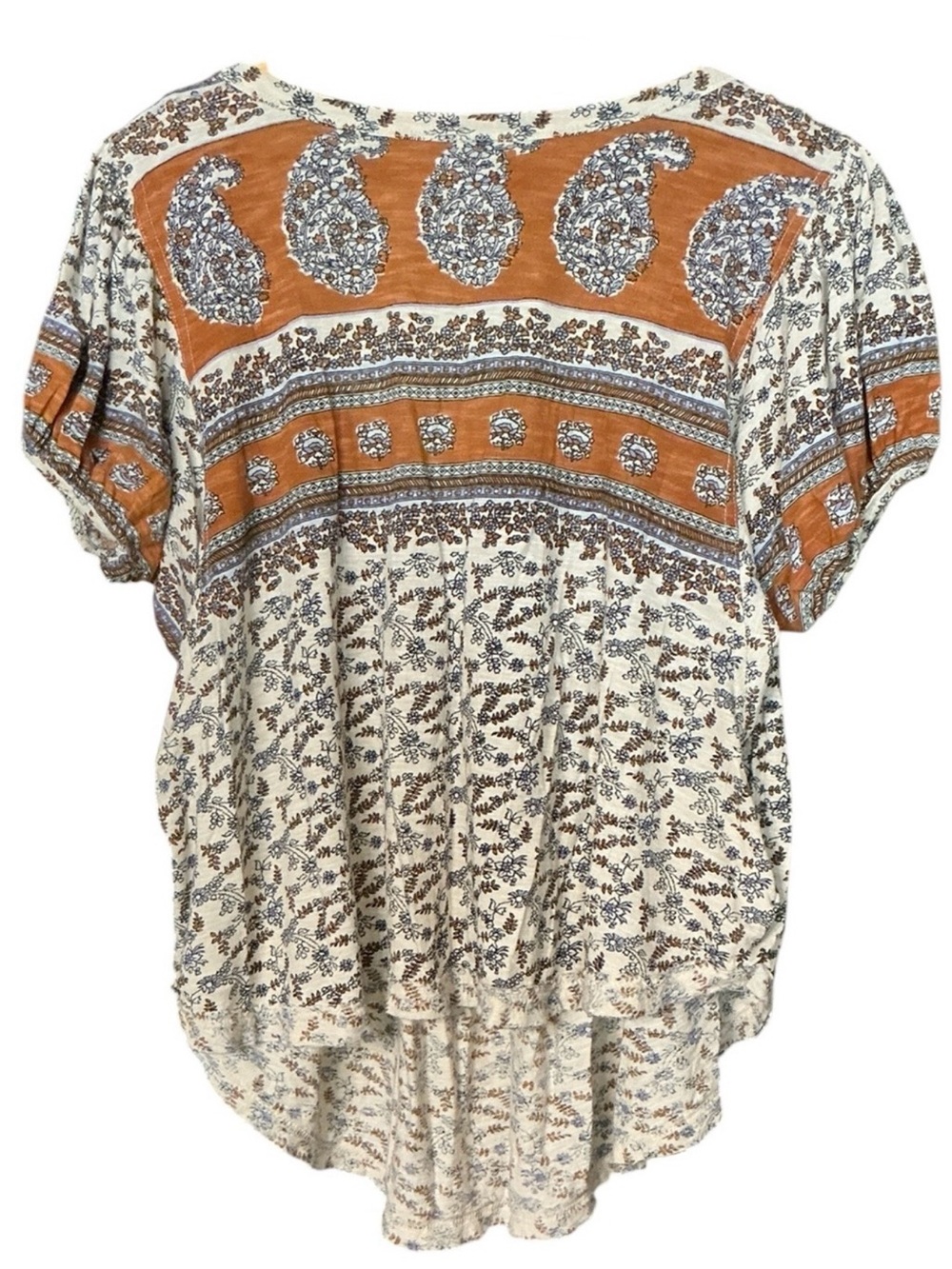Free People Paisley Mixed-Print Low Back Relaxed Fit Top Blouse - Picture 3 of 4
